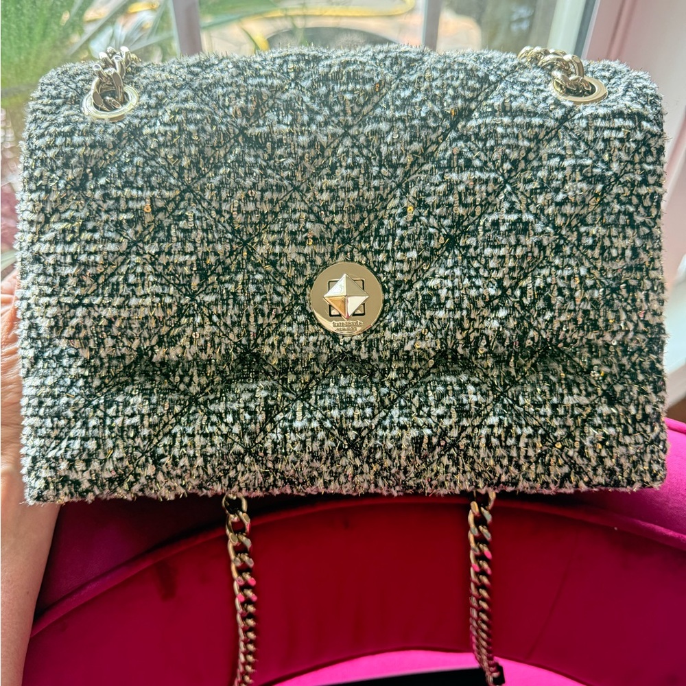 Kate Spade Black and White Tweed Shoulder Bag